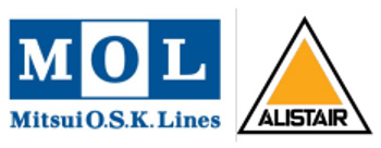 A black-and-white photograph of Osakamaru, the first postwar cargo ship built, sailing on a calm sea.