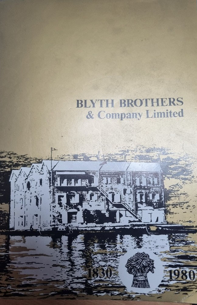 Blyth Brothers & Company Limitedの150周年を記念した書籍の表紙。水辺の建物のイラストが描かれている。