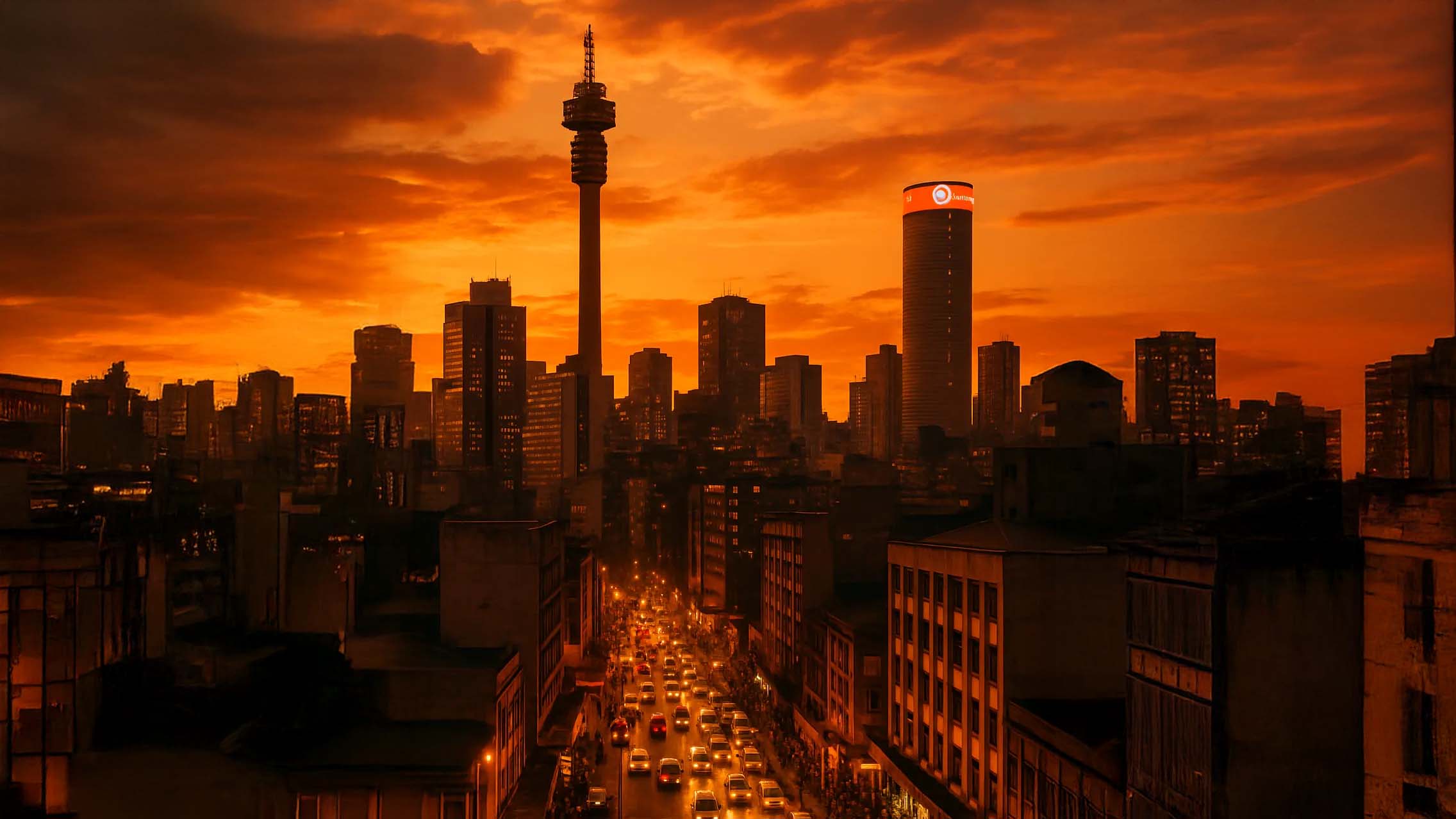 Aerial view of Steyn City in northern Johannesburg, featuring green golf courses, a large lagoon, and modern apartment buildings — a peaceful and self-sufficient community.