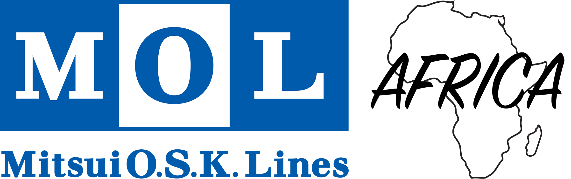 On the left, the MOL logo with the company name Mitsui O.S.K. Lines written below it. On the right, an outline of the African continent with the word Africa.”
